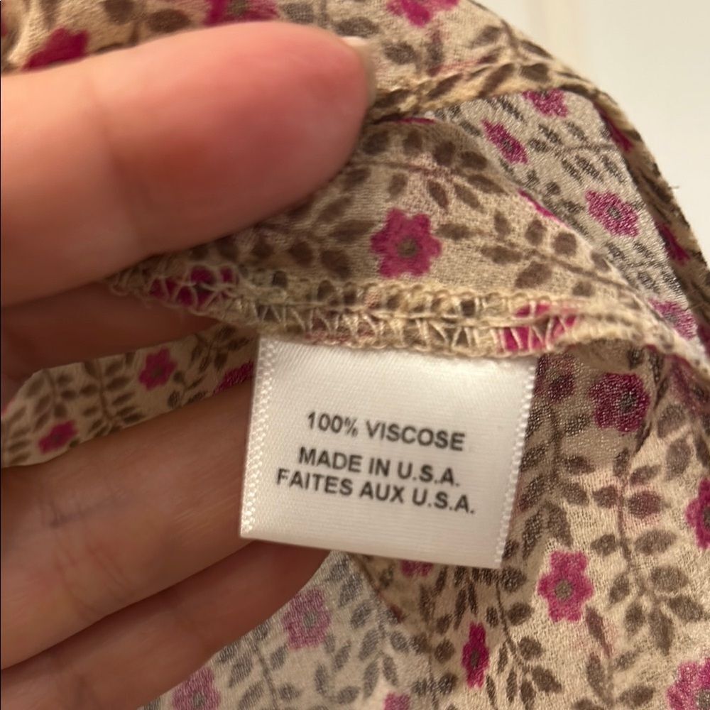 Misa Los Angeles Pink and Cream Floral Blouse, Size Large - Picture 8 of 12